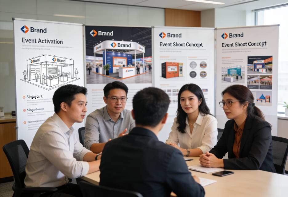 Brand team asking questions before working with the best activation agency in Singapore