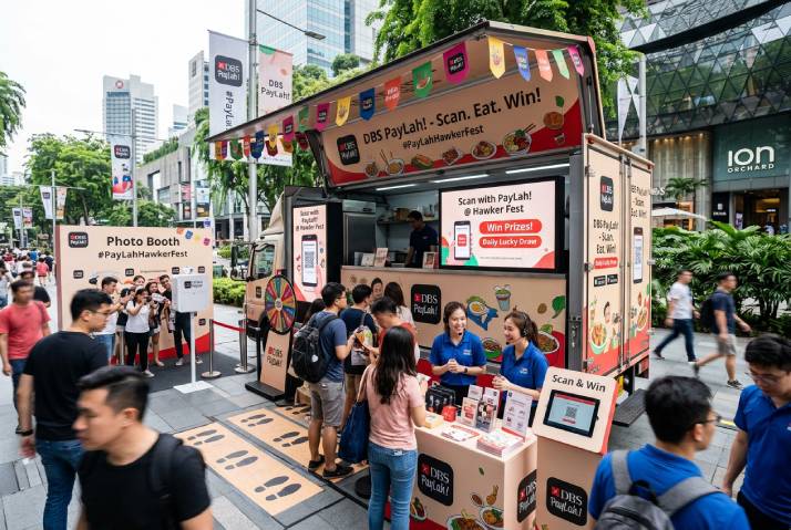 Event truck rental in Singapore with full brand activation setup and customer engagement