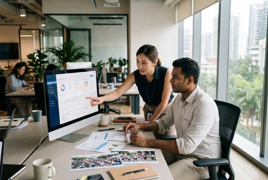 Event agency in Singapore analysing event campaign results and customer engagement performance