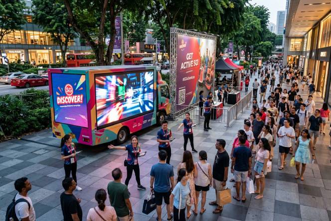 LED truck in Singapore compared with static display for event campaign